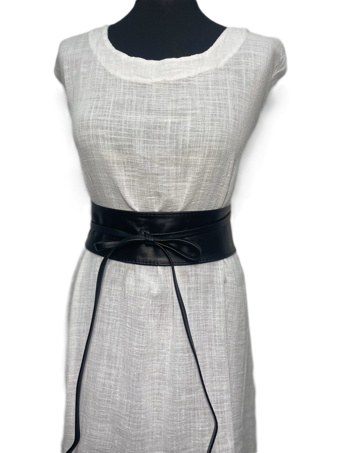 Black Obi belt soft genuine leather wrap belt | Wide waist belt in genuine leather | Genunine leather wrap around boho dress belt