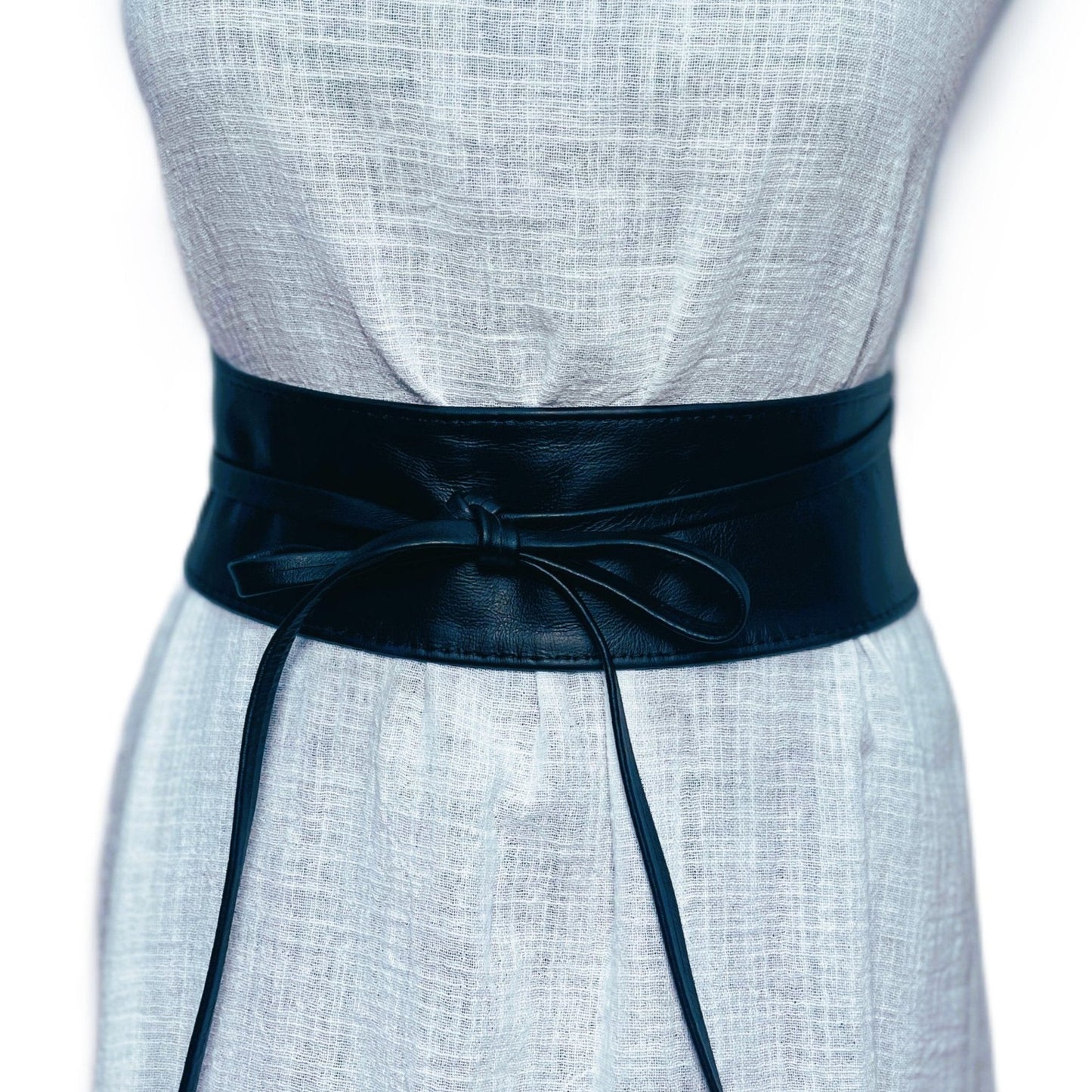 Navy Blue Obi belt soft genuine leather wrap belt | Wide waist belt in genuine leather | Genunine leather wrap around boho dress belt