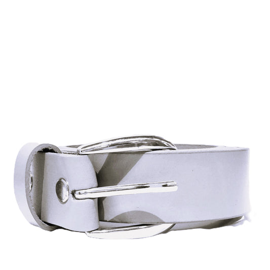 White Womens' Leather Belt #BL-S-White