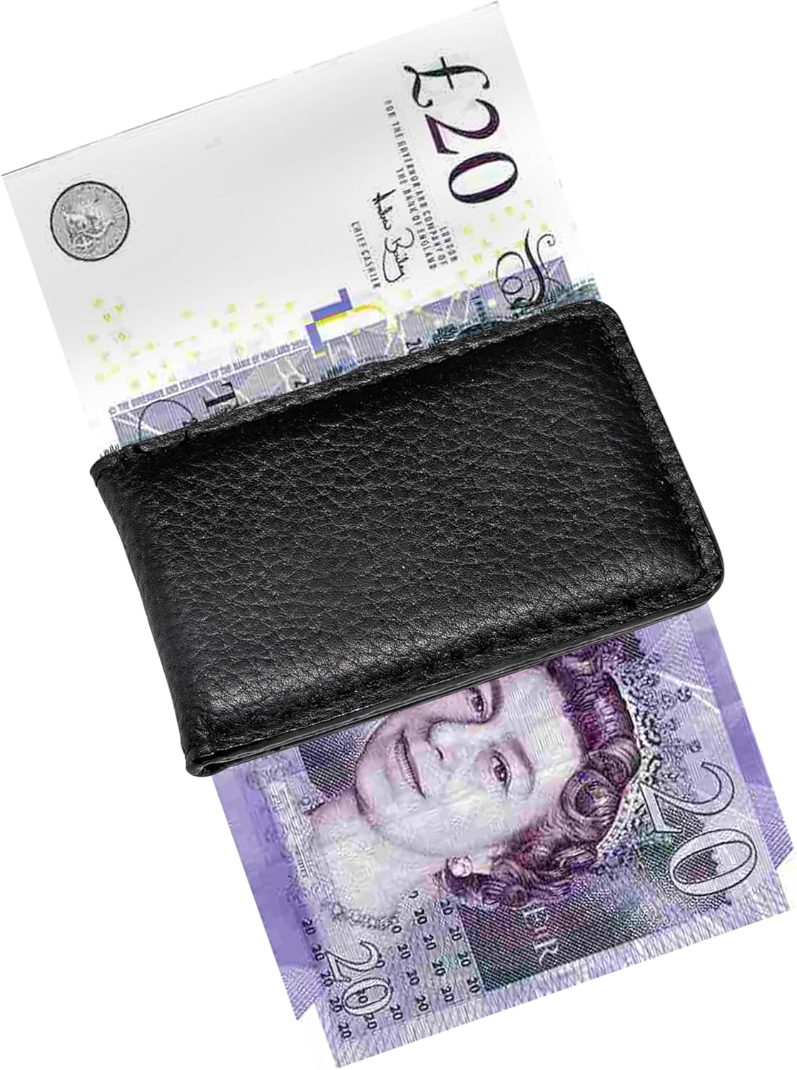 HYDESTYLE Leather Magnetic Money Clip, Bank Note or Paper Holder, Strong Magnet Holds 12 Bank Notes