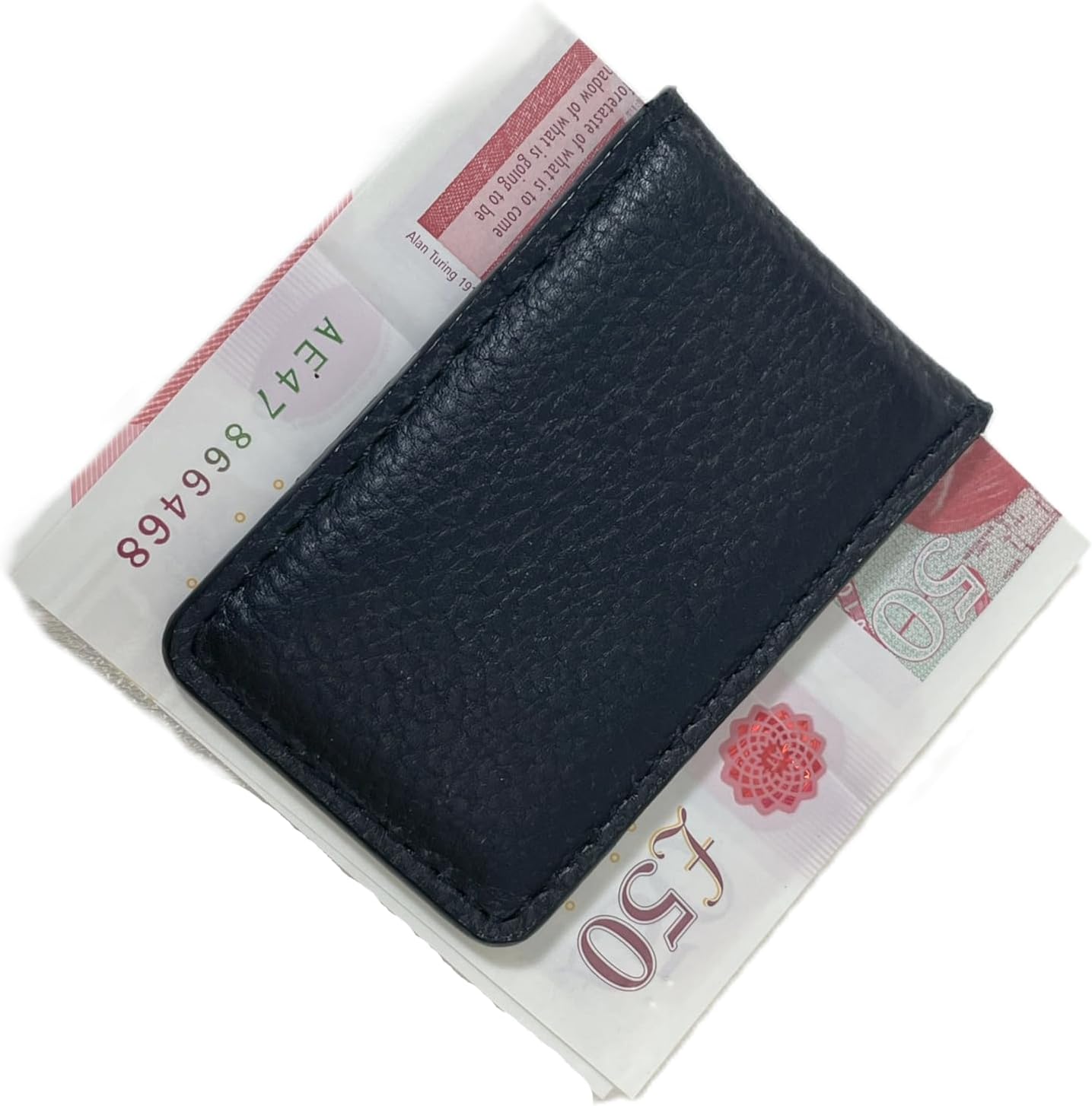 HYDESTYLE Leather Magnetic Money Clip, Bank Note or Paper Holder, Strong Magnet Holds 12 Bank Notes