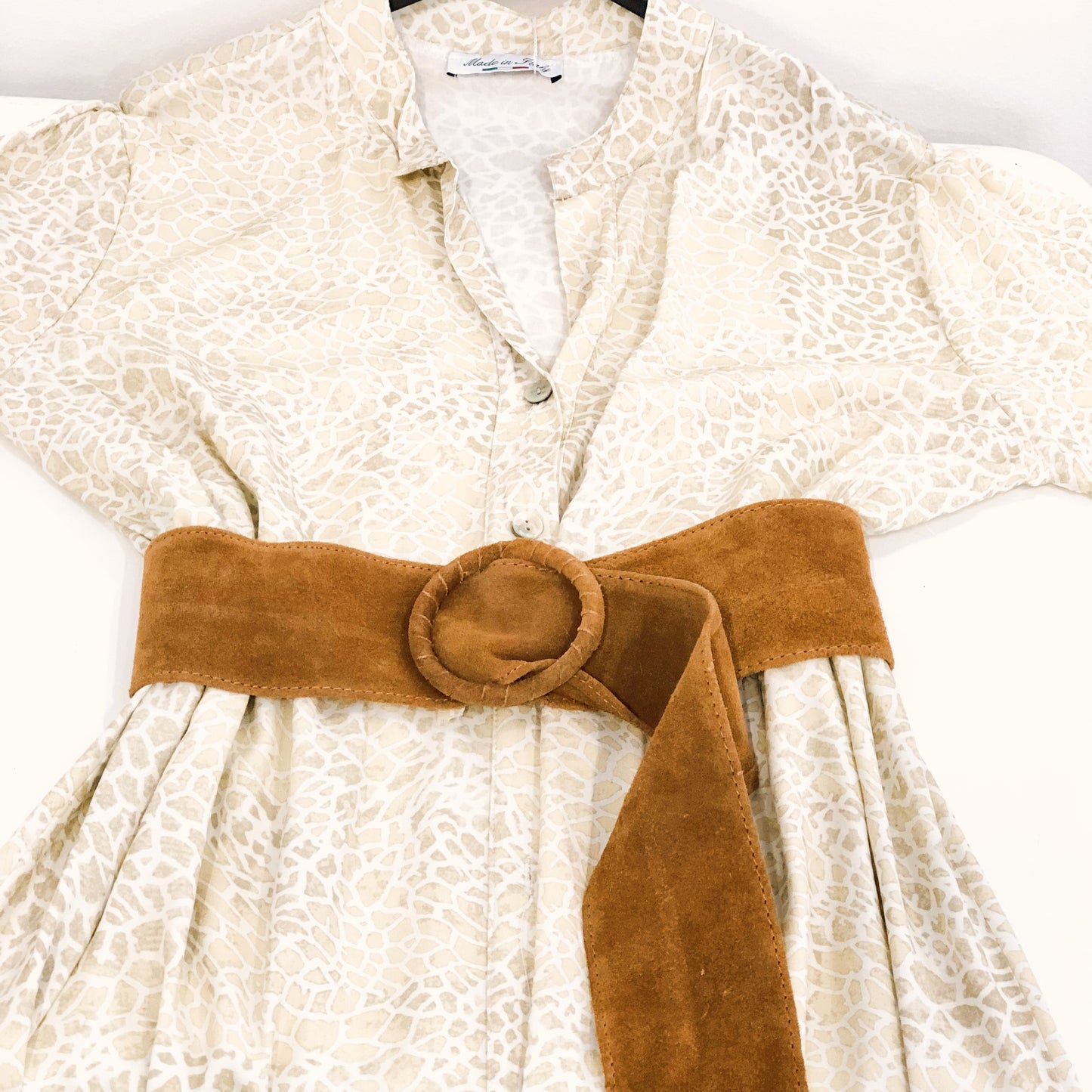 Tan Womens'  Soft Silky Suede Leather Round Buckle 70mm Dress Belt