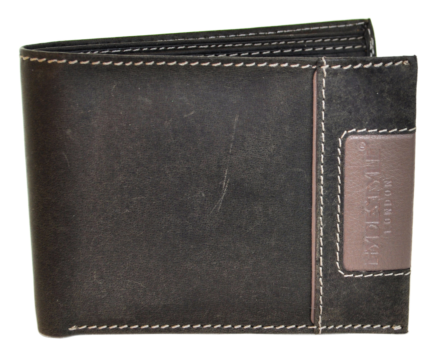 Men's Hunter Distressed Leather Bifold Wallet in branded giftbox # GW69 Black