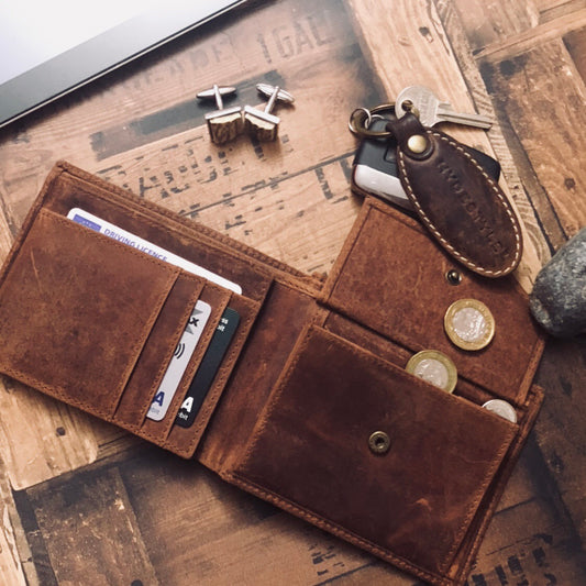 Venator distressed leather trifold coin wallet #GW55