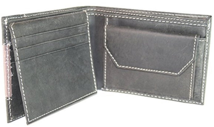 Men's Hunter Distressed Leather Bifold Wallet in branded giftbox # GW69 Black