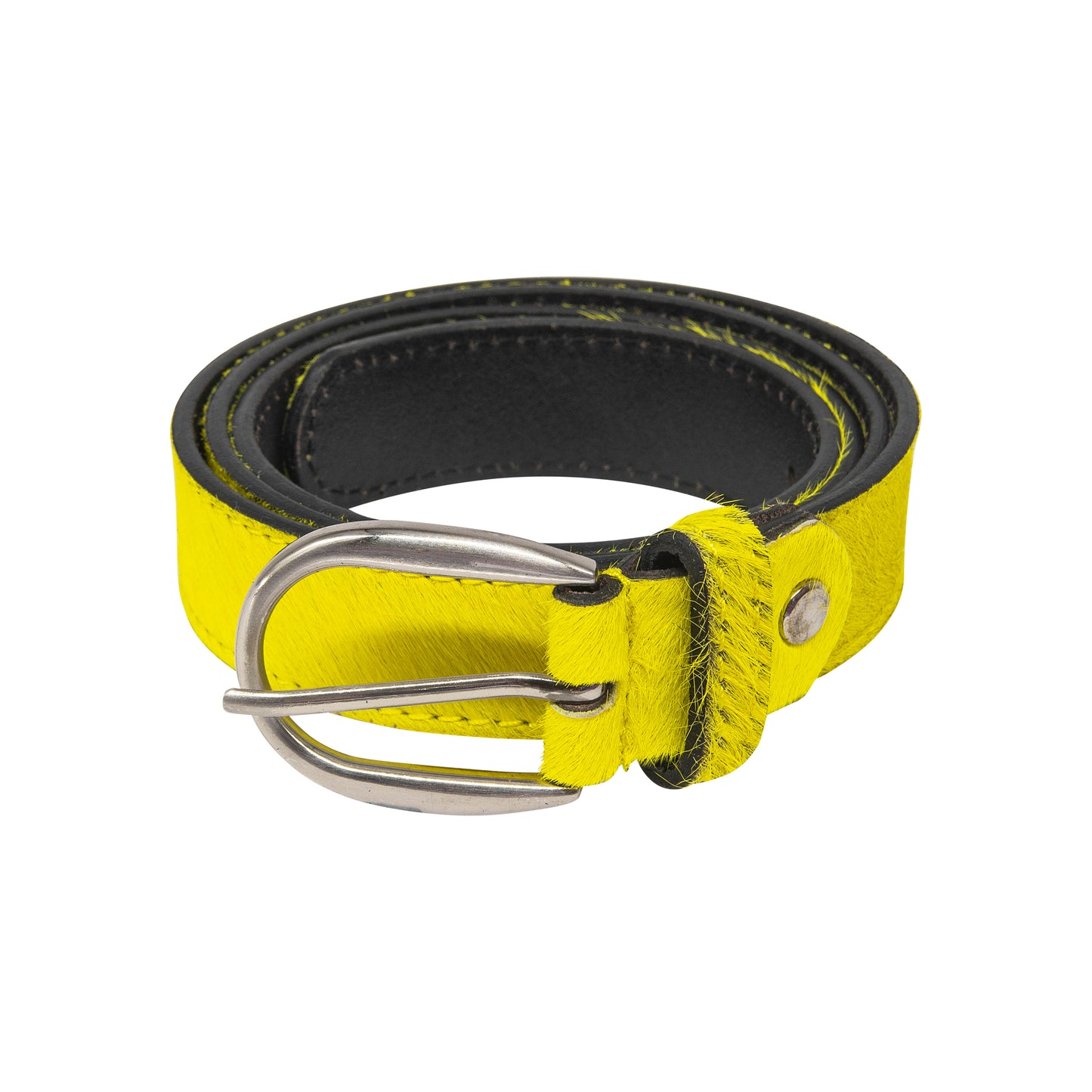 Neon Lime hair-on-hide leather women belt