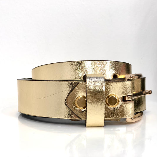 Metallic Gold Womens Leather Belt