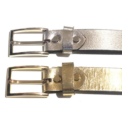 Metallic Gold Womens Leather Belt