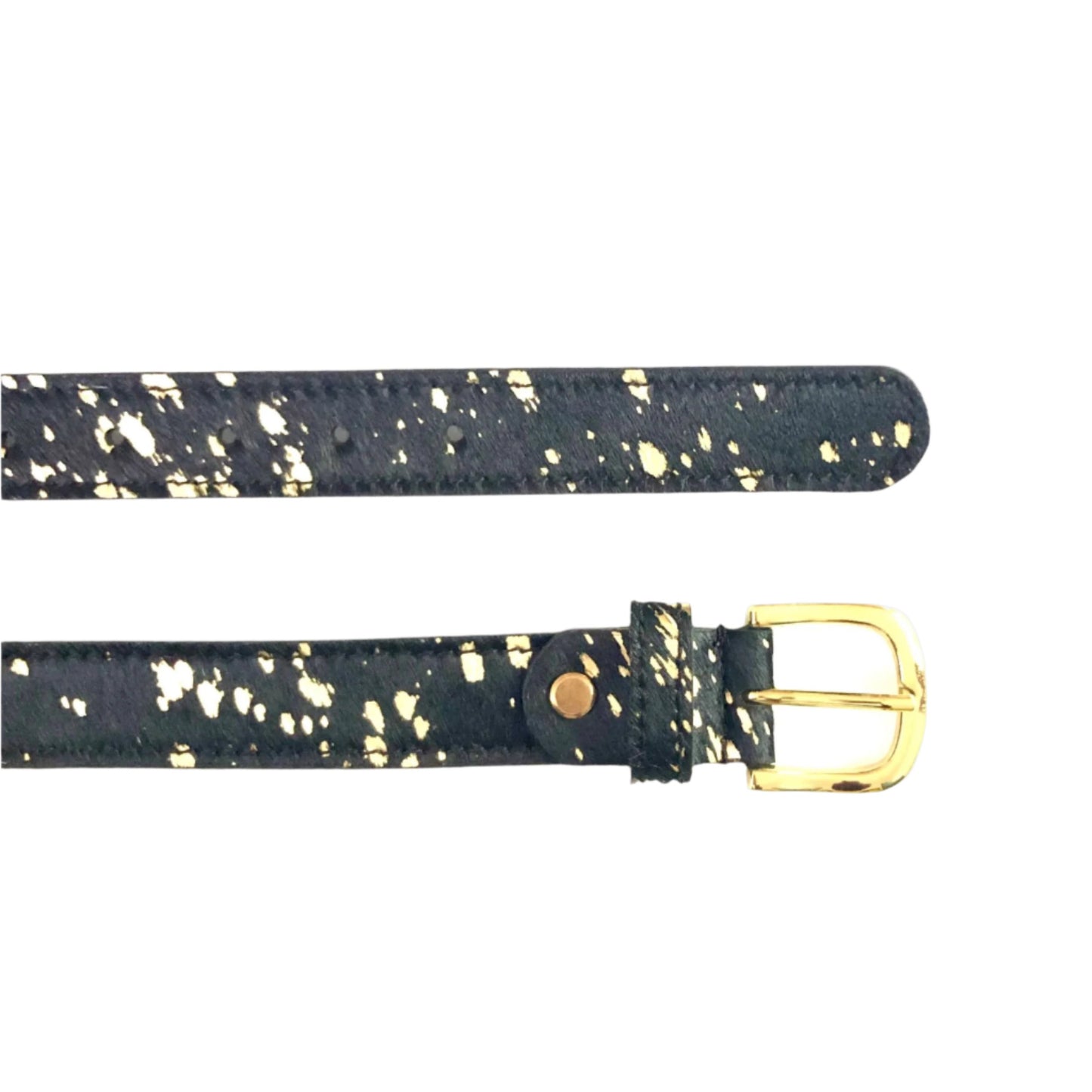 Black Gold Acid Splash Hair On Hide Womens Leather Belt