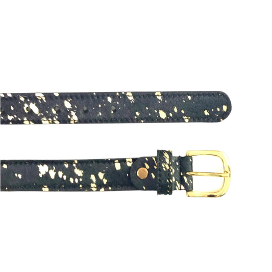 Black Gold Acid Splash Hair On Hide Womens Leather Belt
