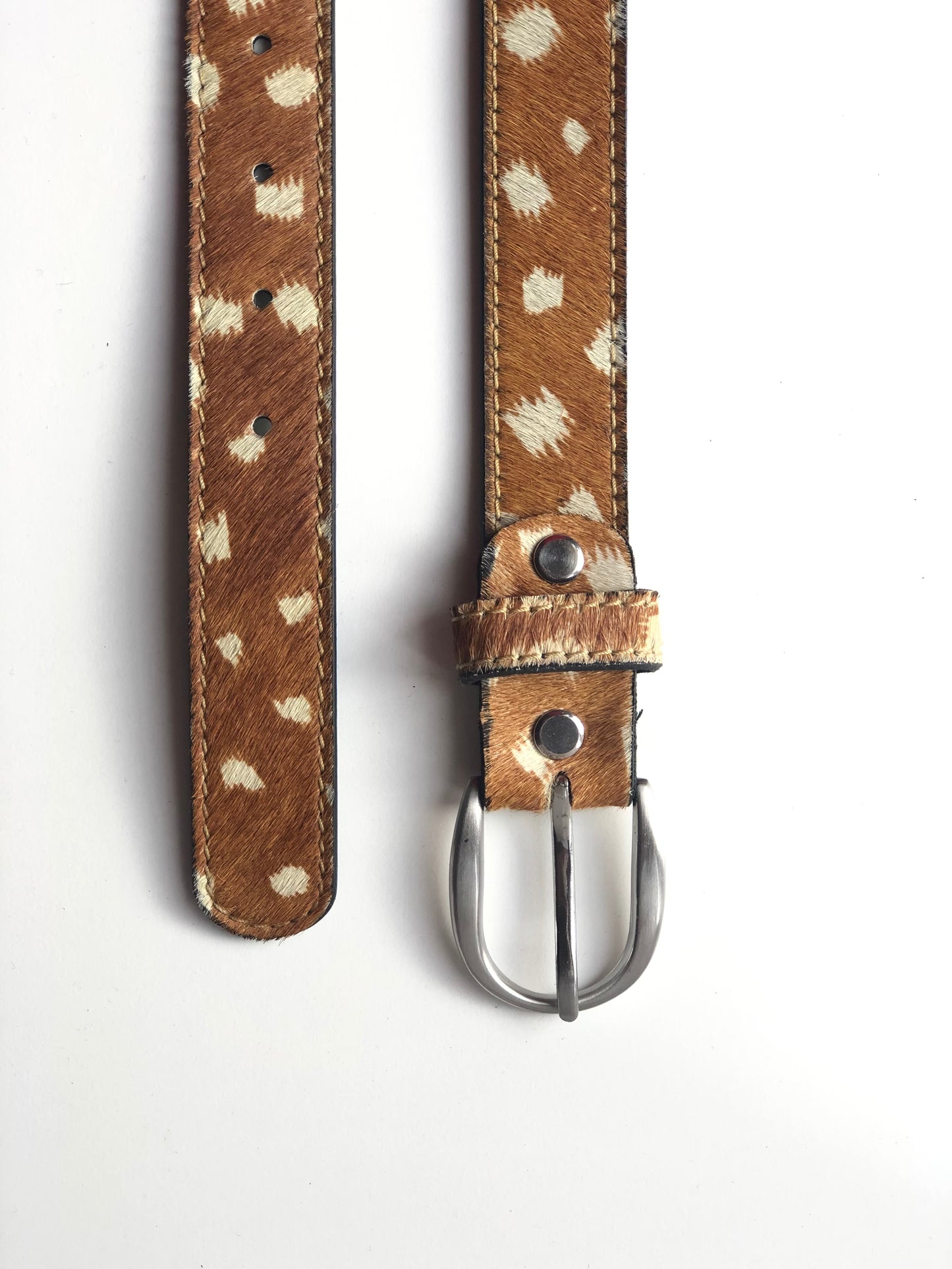 Deer hair-on-hide leather women belt