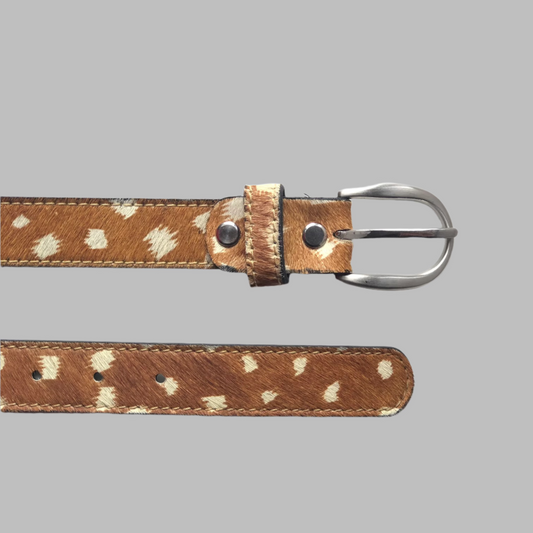 Deer hair-on-hide leather women belt