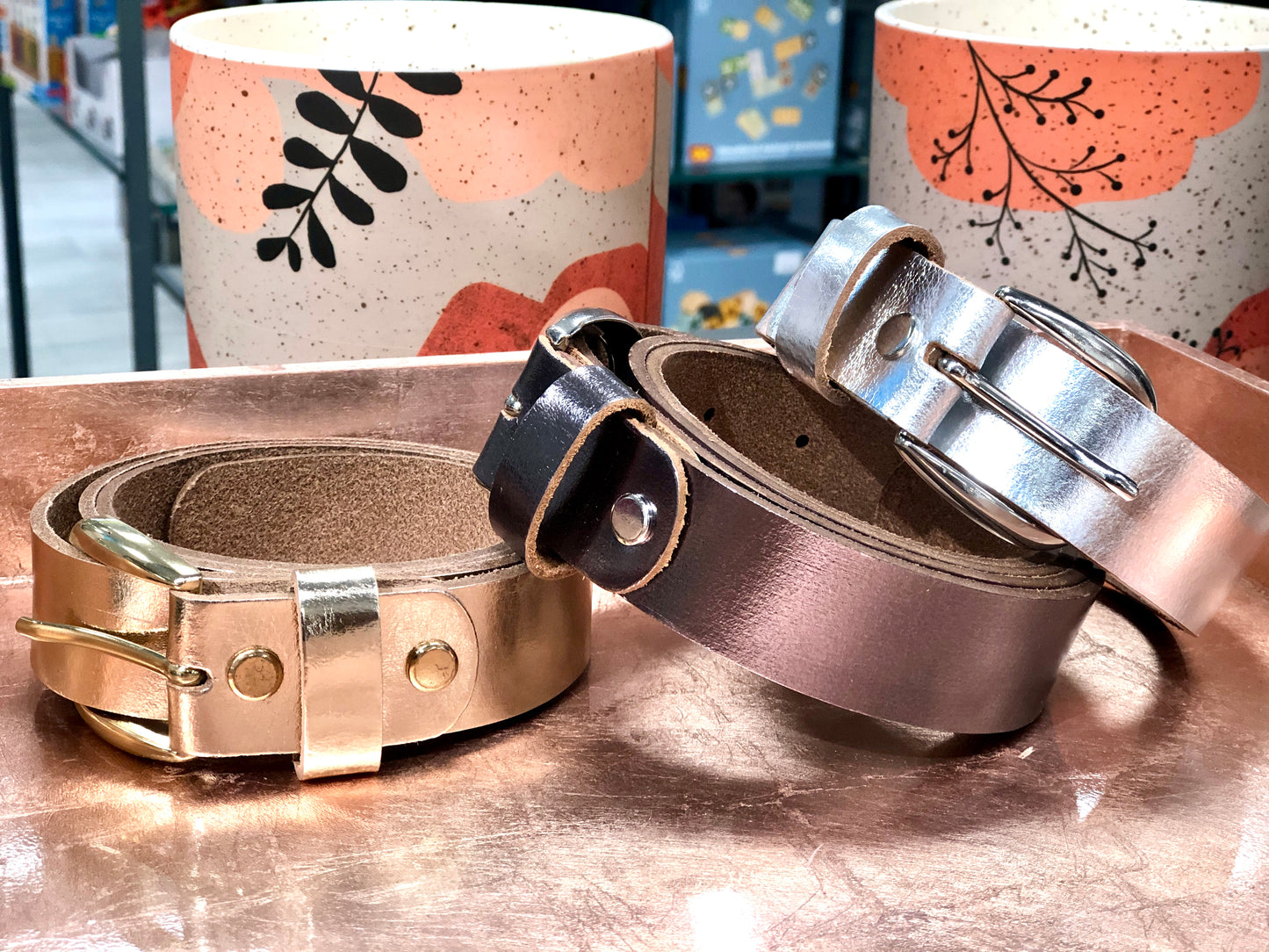 Metallic Gold Womens' Leather Belt