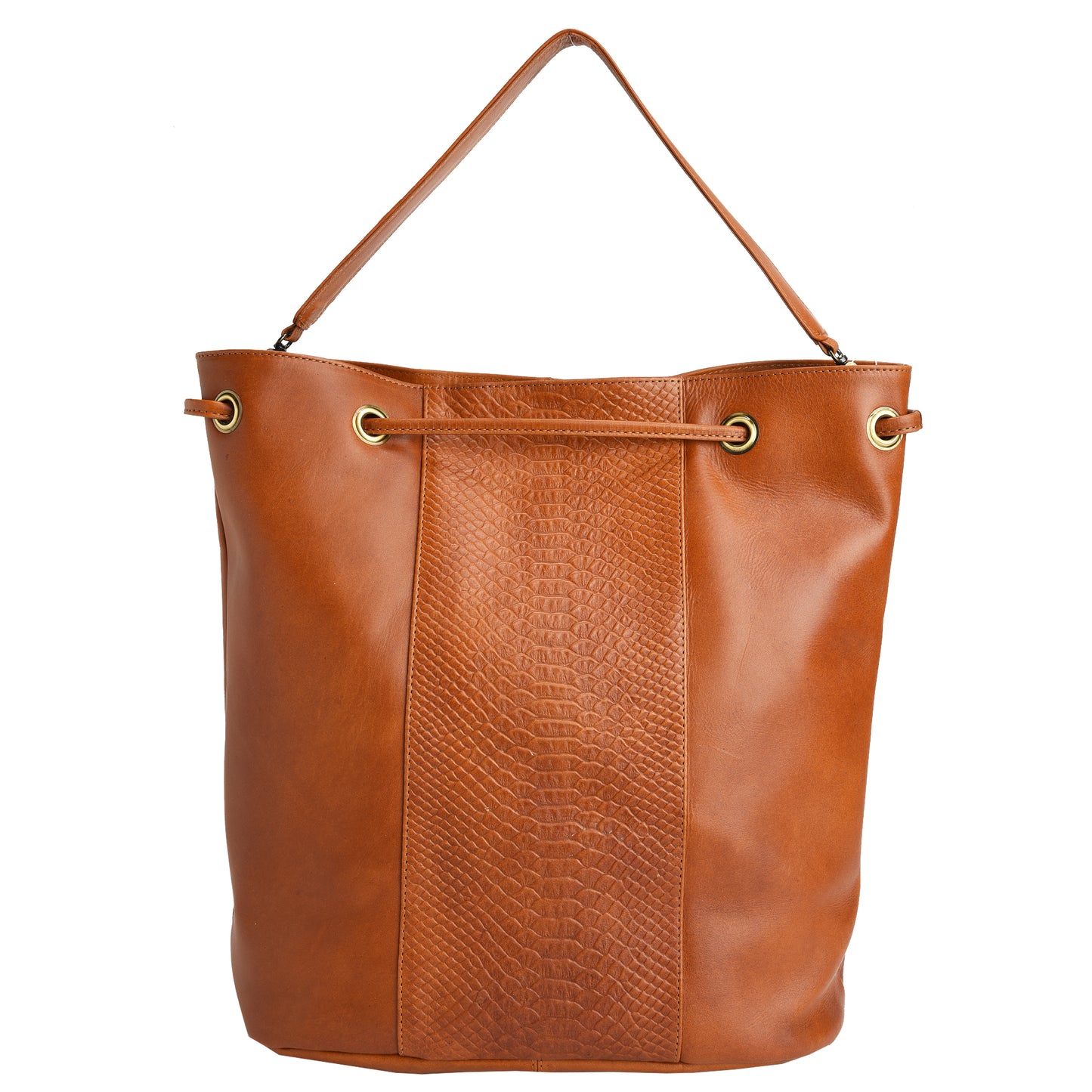 Vipera Snake Embossed Leather Bucket Bag #LB577