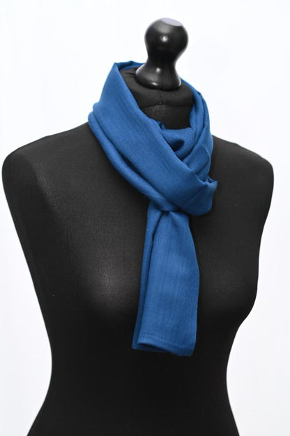 Navy Beautiful Hand Woven Solid Colour Soft Silk Wool Spring Scarf | Stole | Shawl | Wrap
