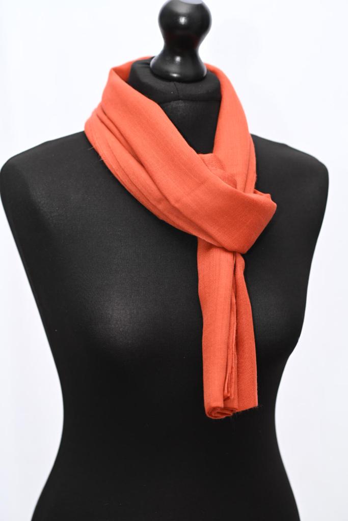 Orange Beautiful Hand Woven Solid Colour Soft Silk Wool Spring Scarf | Stole | Shawl | Wrap