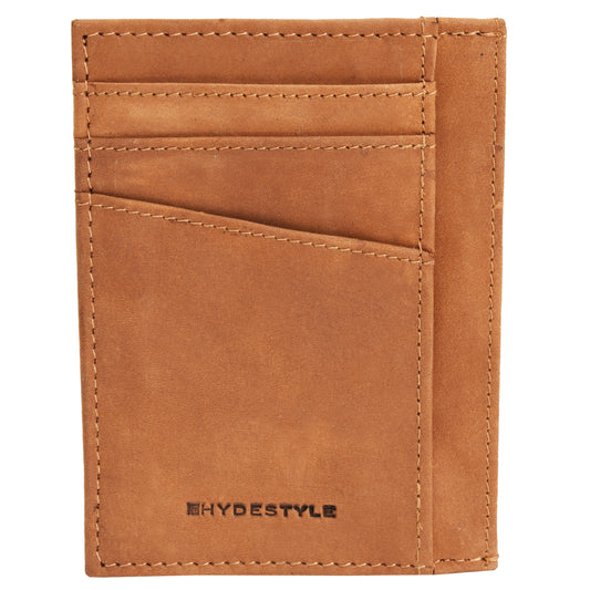 RFID Genuine Leather Slim Card Wallet with Coin Section Safari#CC03 Tan