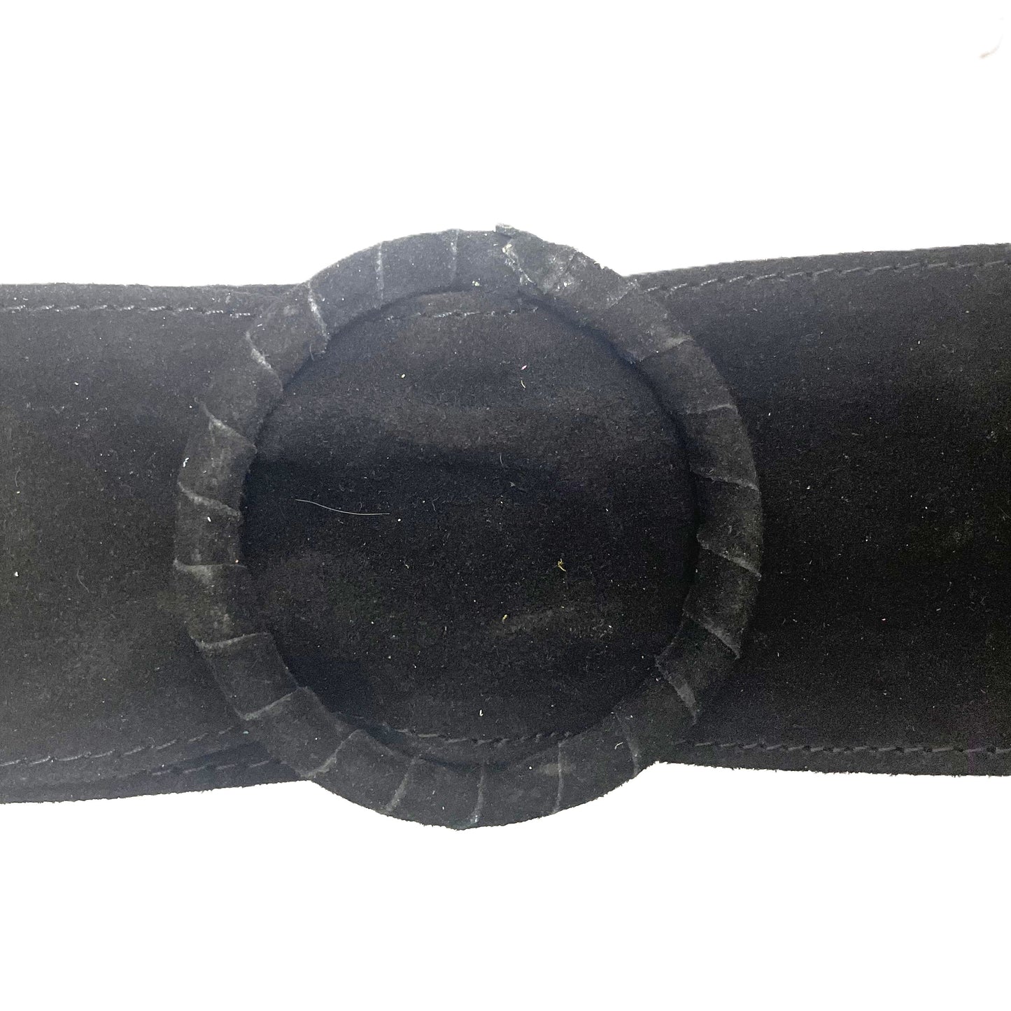 Black Womens' Soft Silky Suede Leather Round Buckle 70mm Wide Dress Belt