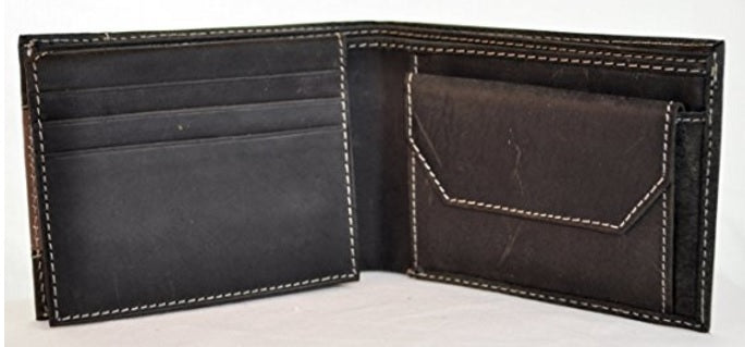 Men's Hunter Distressed Leather Bifold Wallet in branded giftbox # GW69 Black