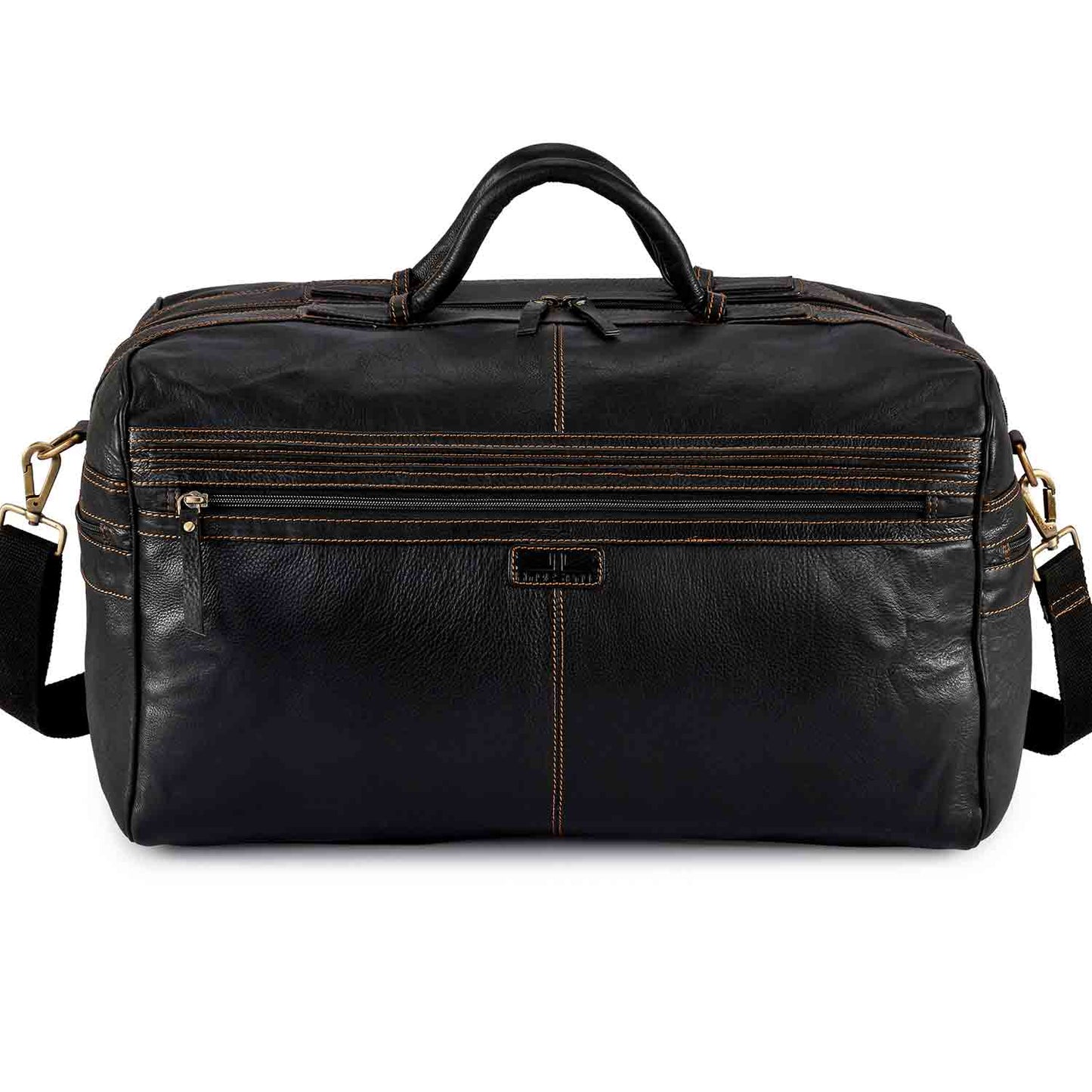 Pratico Grained Leather Travel Bag With Pin Stitch Detail #TT02