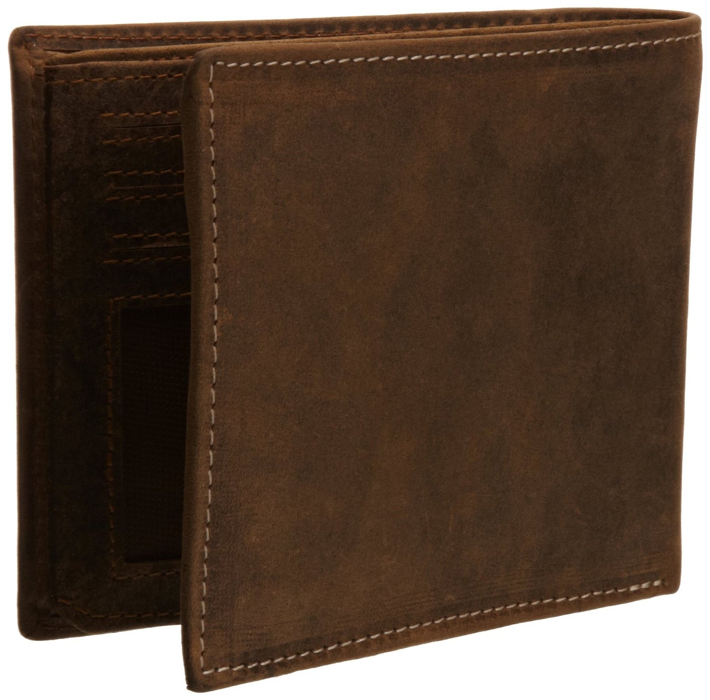 Venator distressed leather trifold tab coin wallet #GW67 Brown
