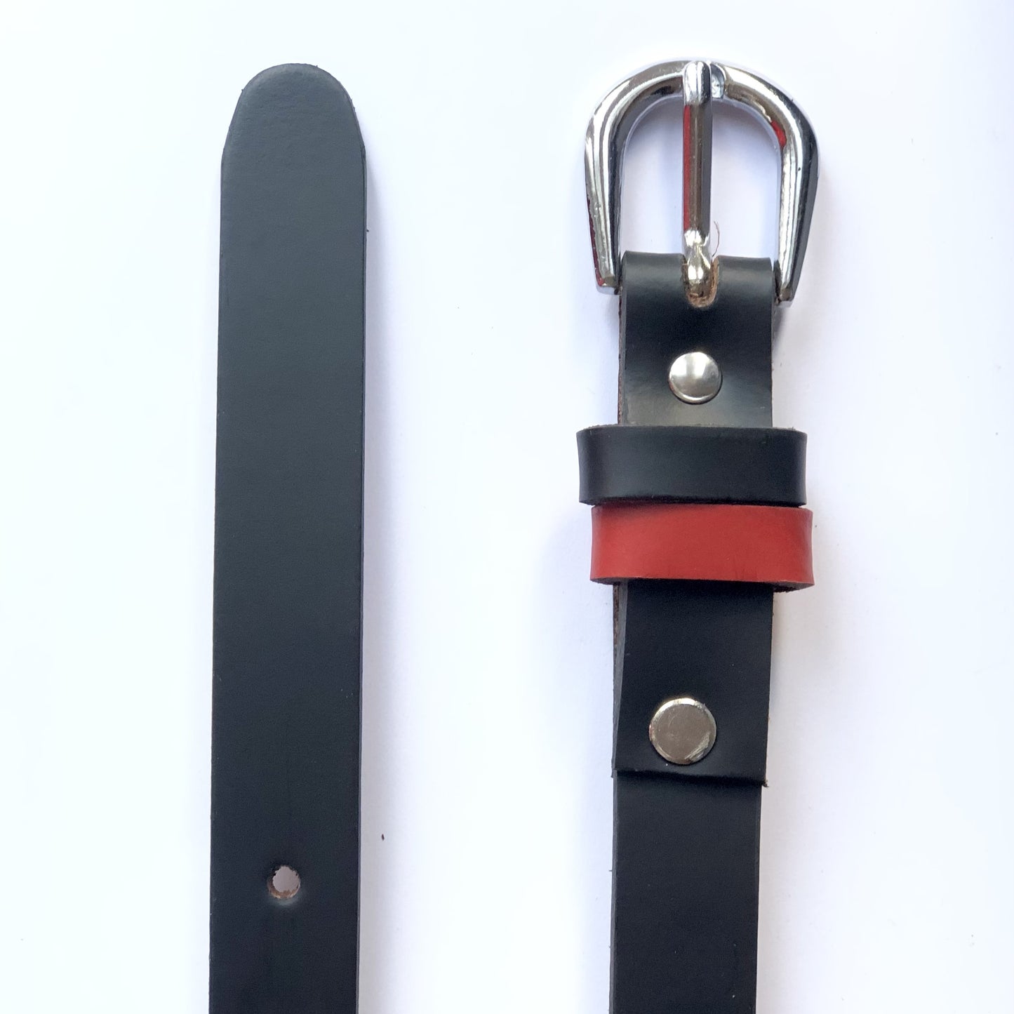 Black Skinny Leather Ladies Belt.
