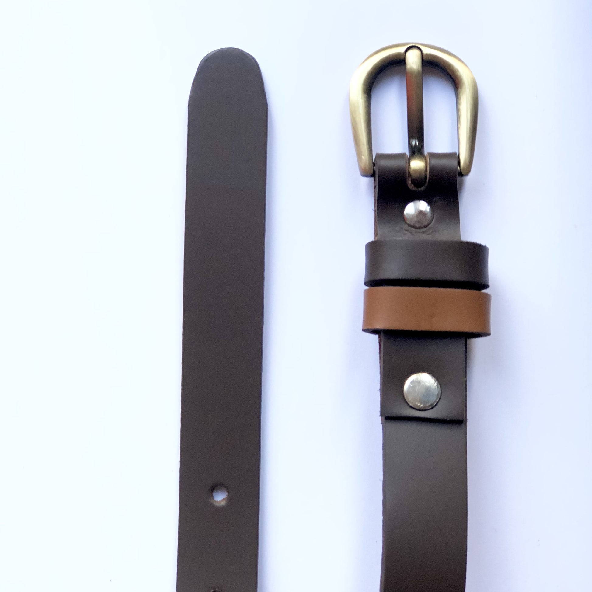 Brown Smooth Skinny Leather Ladies Belt.