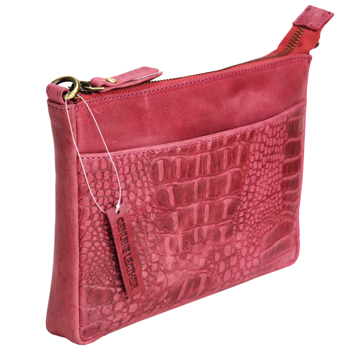 Croc Vipera Embossed Leather Clutch #LB575 Pink