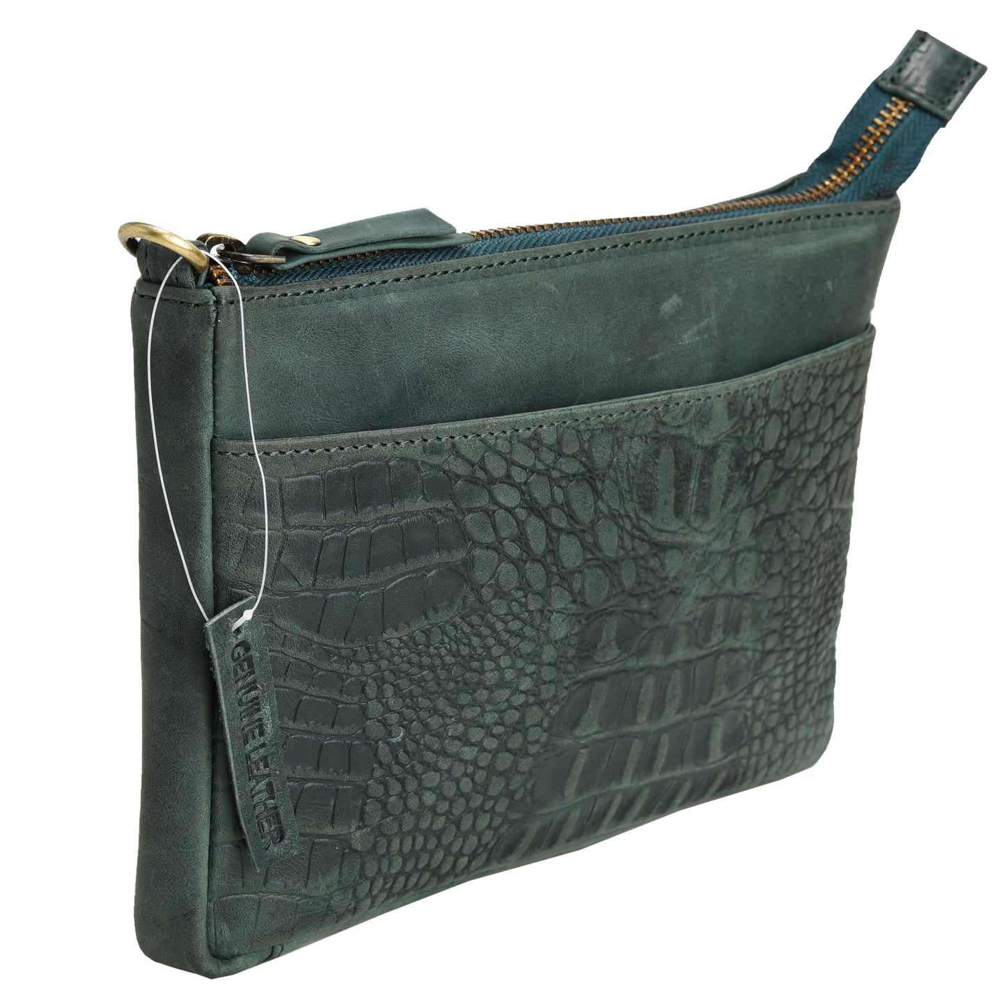 Croc Vipera Embossed Leather Clutch #LB575 Green