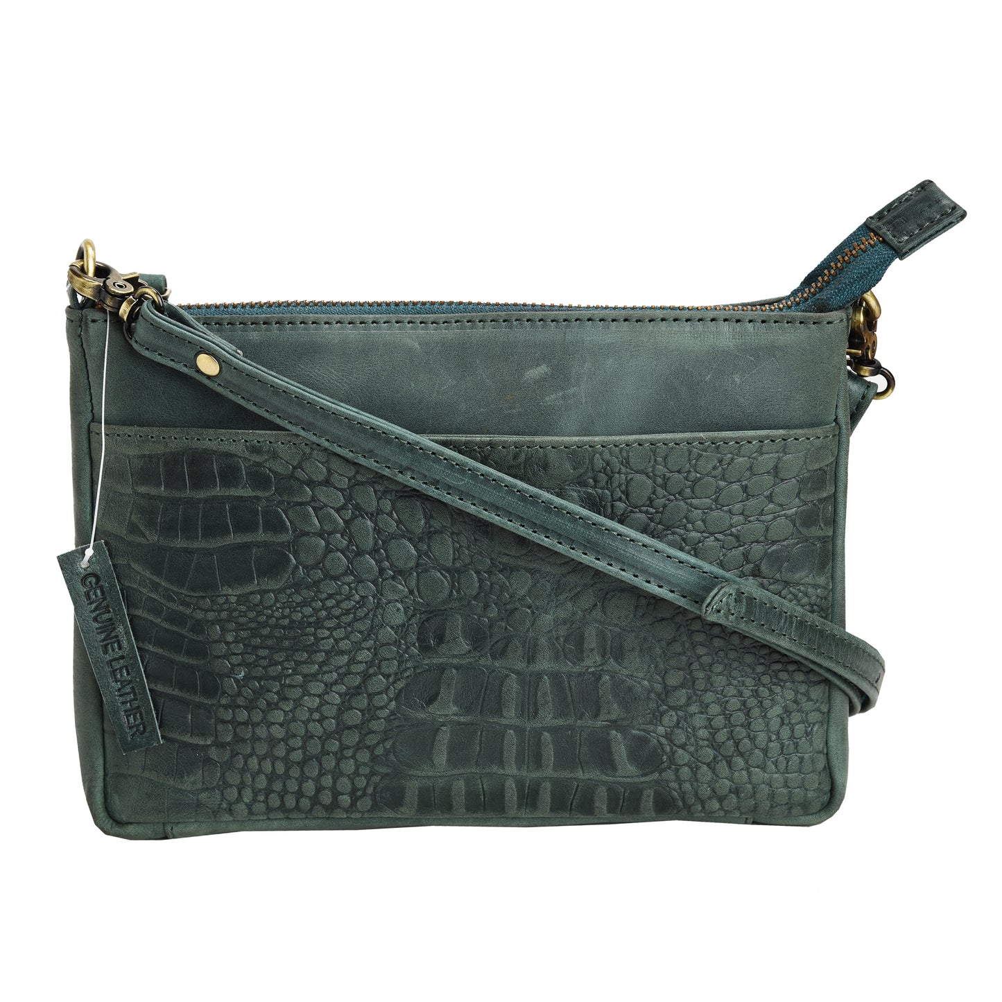 Croc Vipera Embossed Leather Clutch #LB575 Green