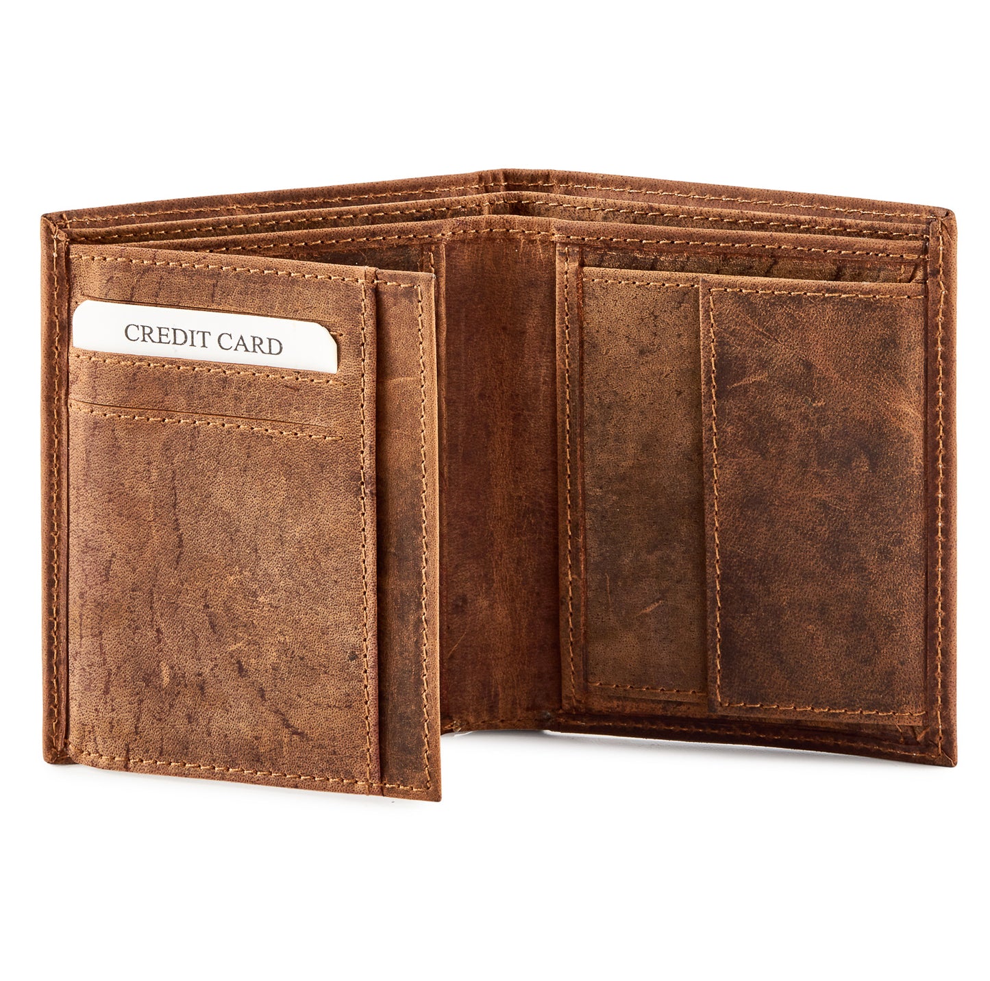 Paulo Mens'  Distressed leather bi-fold ID and coin wallet #GW704