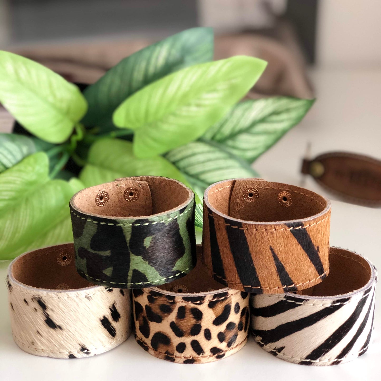 Leather Pony Hair Cuff / Bracelet - Cow