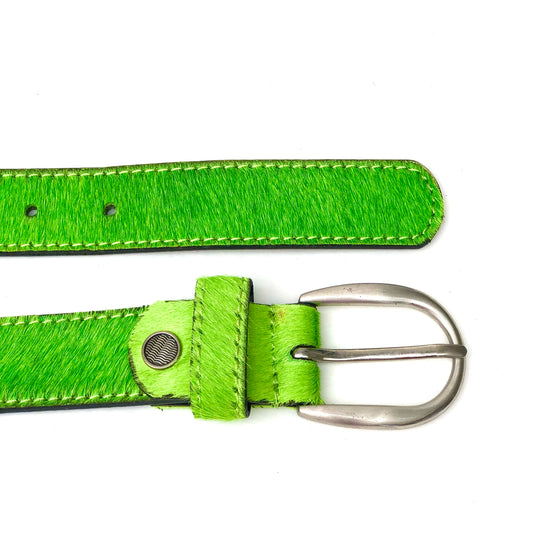 Apple Green hair on hide women Leather Belt - Front