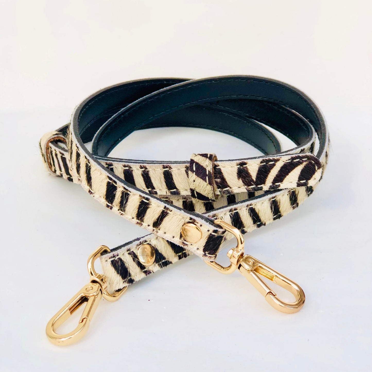 Zebra Hair-on Hide Statement Skinny Replacement Shoulder Bag Strap