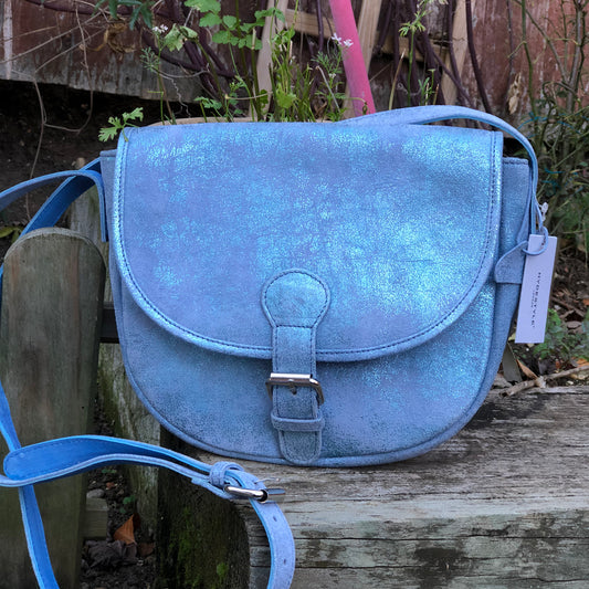 Metallic Magpie Sara Saddle Bag #LB903 Ice-Blue