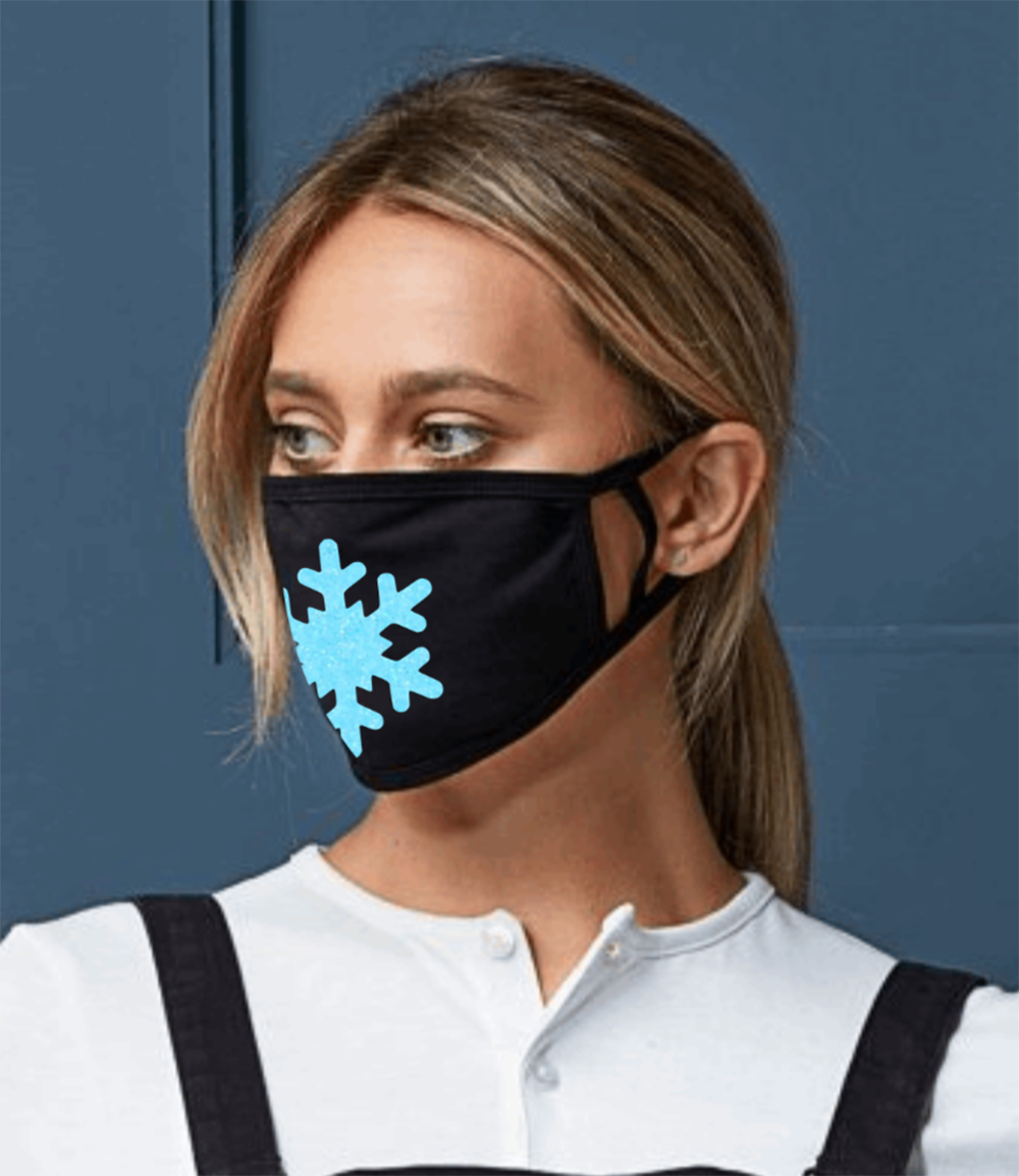 Pink Blue Purple Orange Glitter Snowflake Cotton Face Mask - Pack of 4