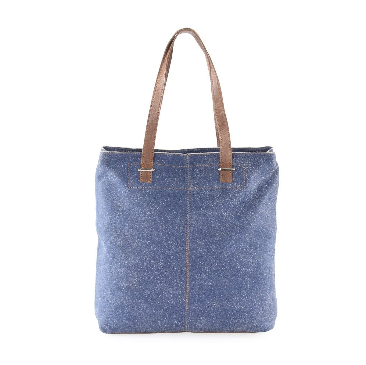 HYDESTYLE Crackle leather  tote shopper bag #LB15 Denim Blue