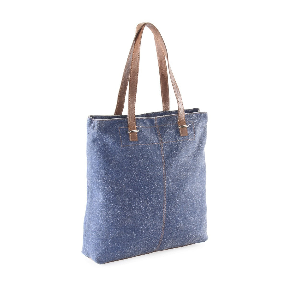 HYDESTYLE Crackle leather  tote shopper bag #LB15 Denim Blue