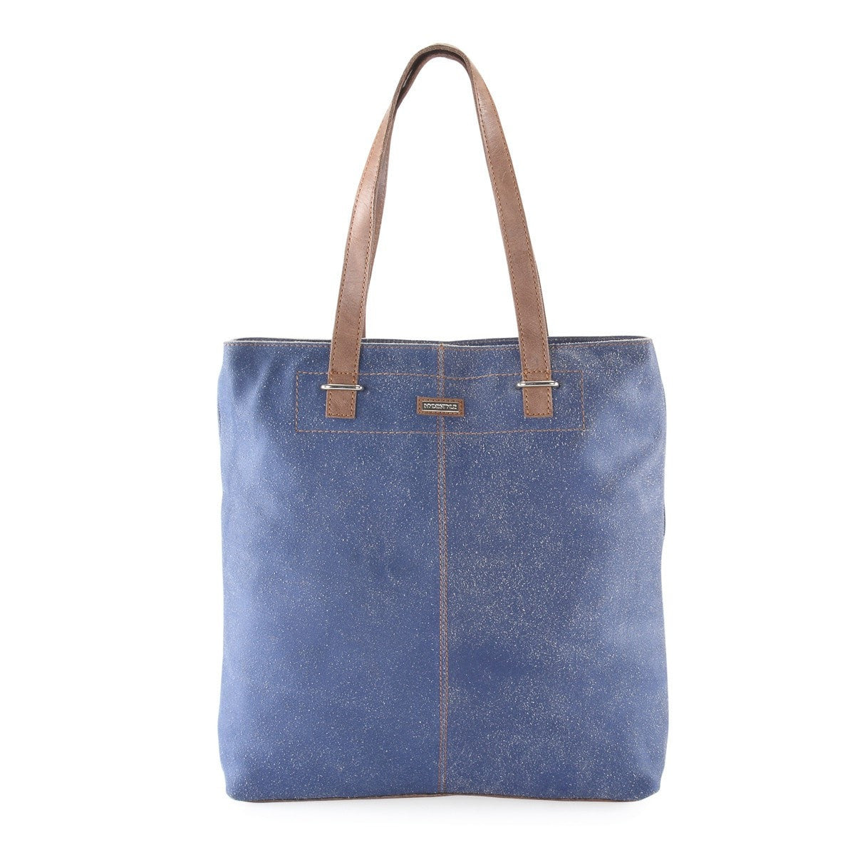 HYDESTYLE Crackle leather  tote shopper bag #LB15 Denim Blue