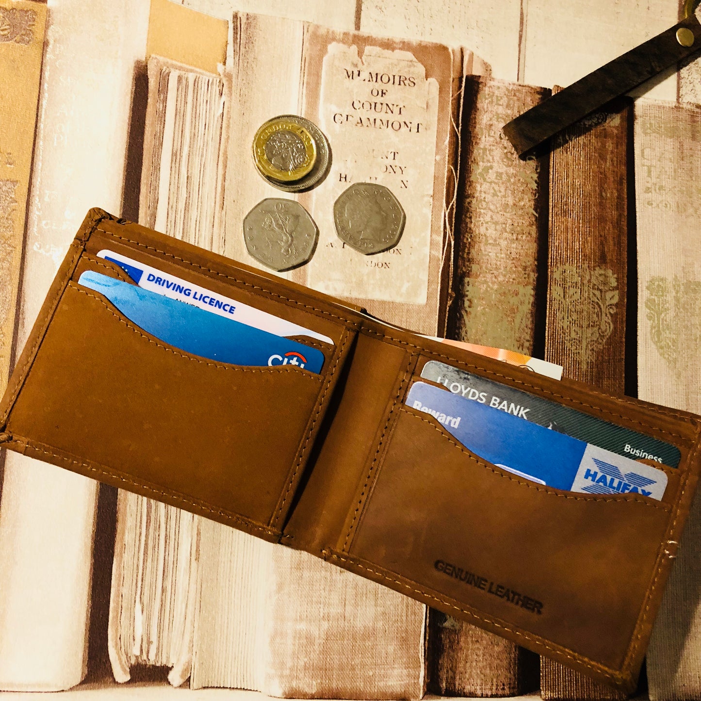 RFID Leather Bifold Slim Wallet #GW821 Tan