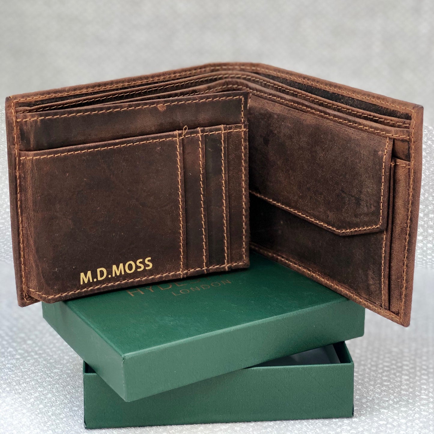 Venator distressed leather trifold coin wallet #GW55