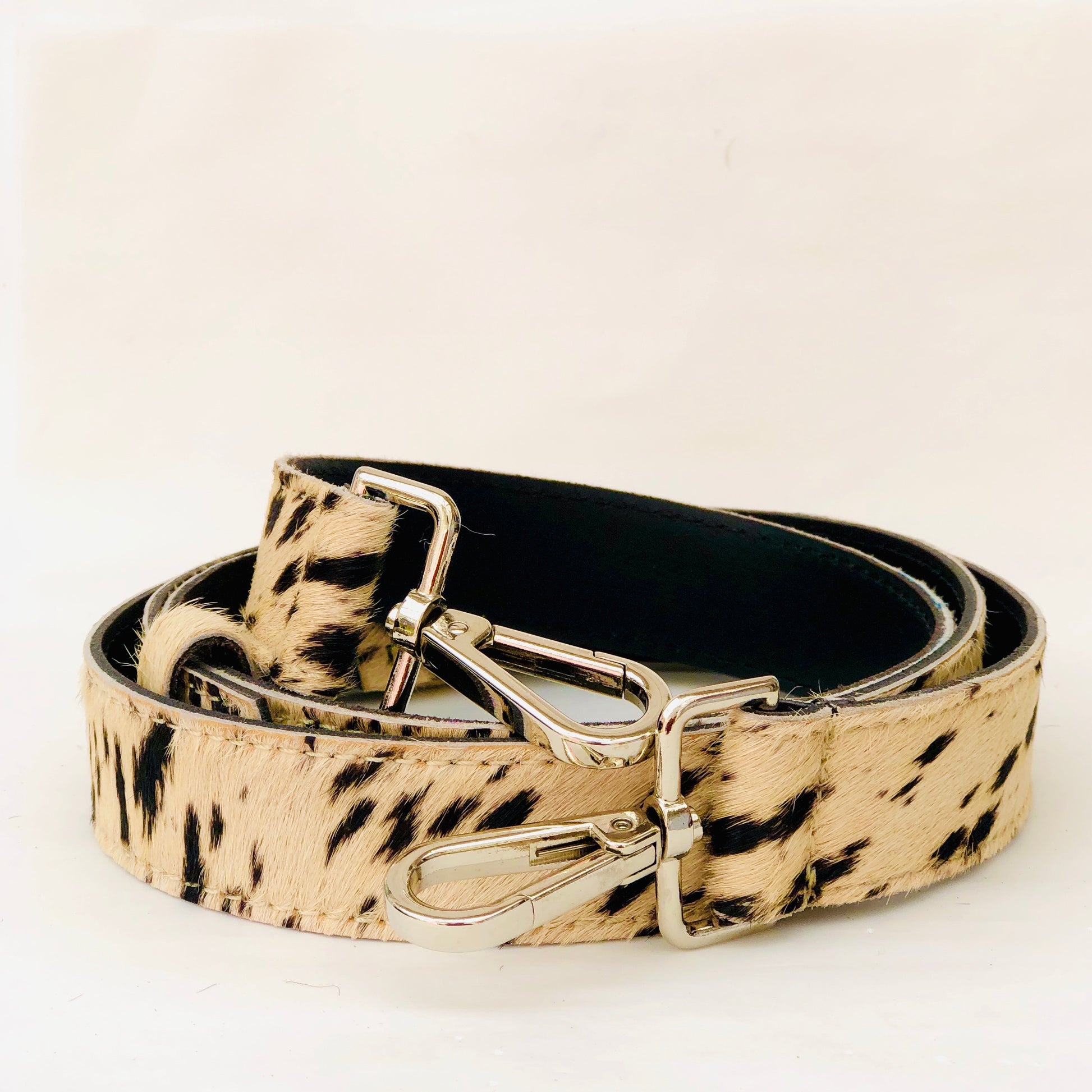 spotty Hair On Hide Leather Crossbody Bag Replacement Strap with two sided hook.