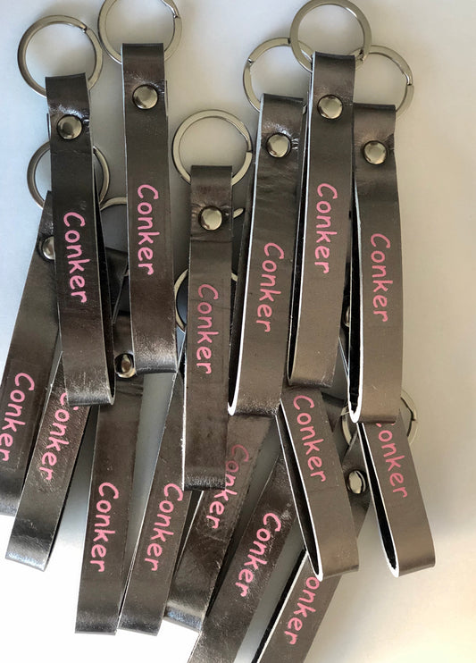 Metallic Leather Loop Key Ring CC10 Pewter