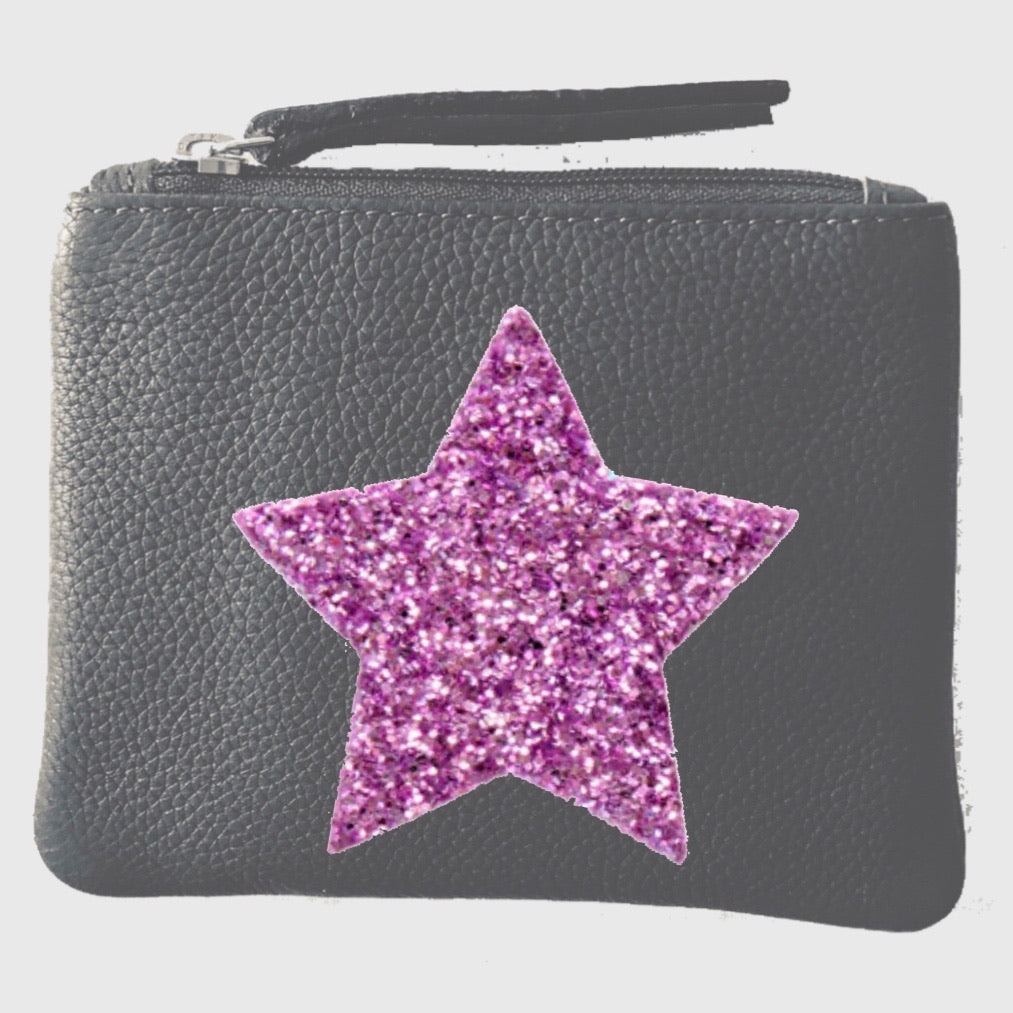 Grain Leather Grey Coin Pouch LBR201-Star