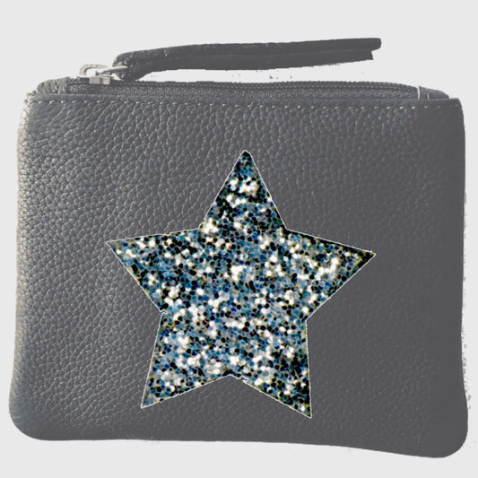 Grain Leather Grey Coin Pouch LBR201-Star