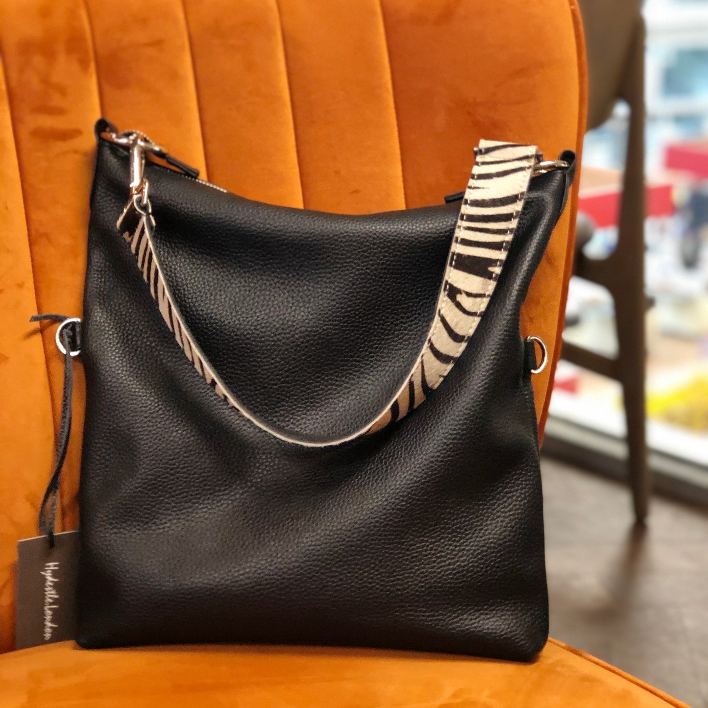 Leather 4 way back pack messenger clutch bag #LB131 Navy