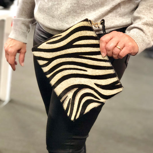 Pony Hair  Genuine Leather Wristlet #LB601 Zebra