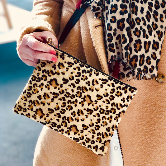 Pony Hair  Genuine Leather Wristlet Clutch Bag #LB601 Leopard