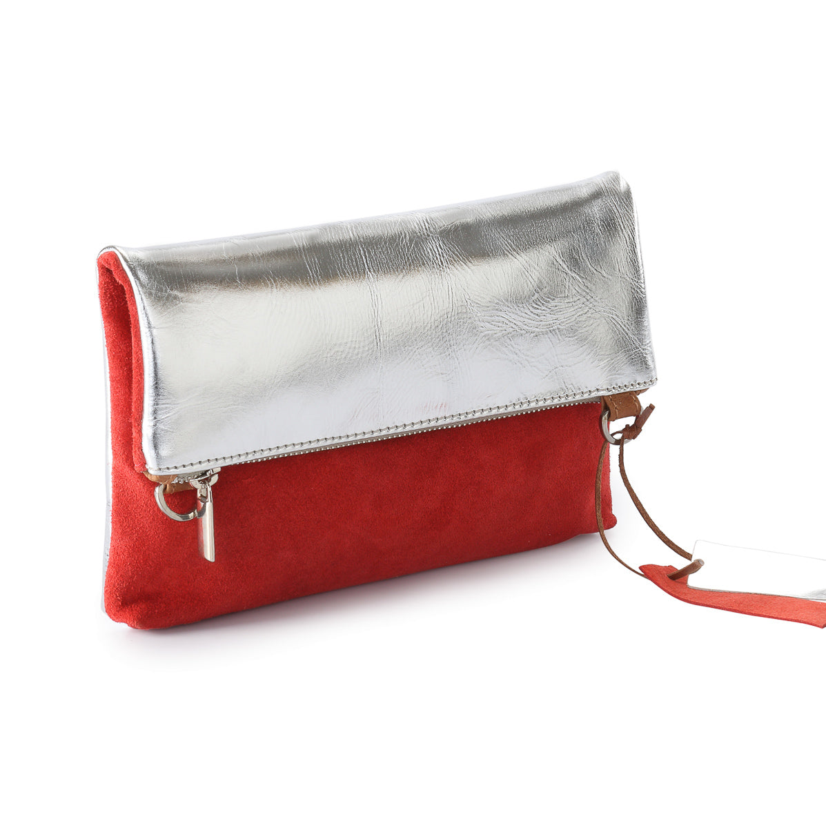 Metallic Rimor Anna 2 way leather messenger clutch bag #LW12 silver