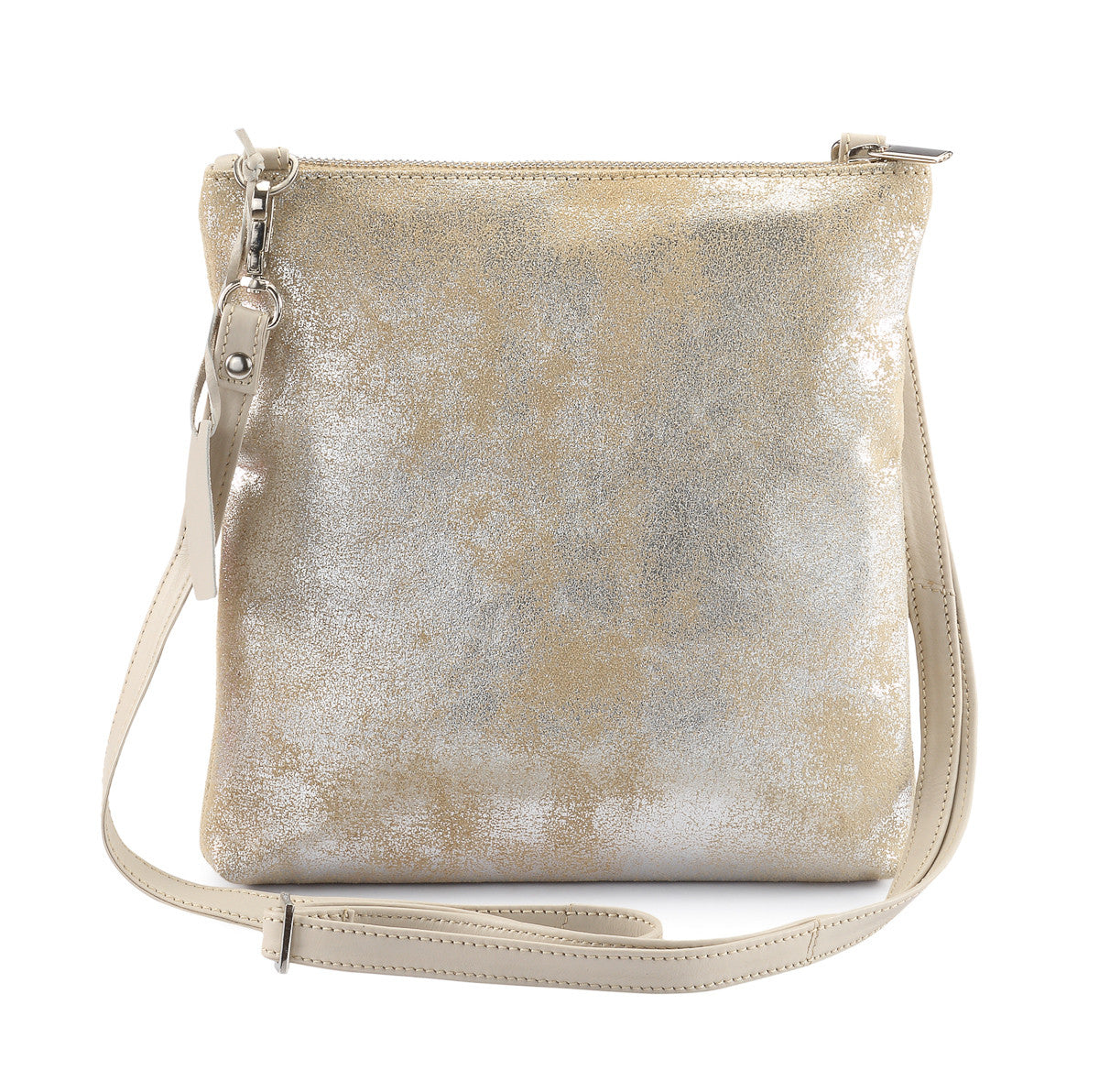 Metallic Rimor Anna 2 way leather messenger clutch bag #LW12 beige